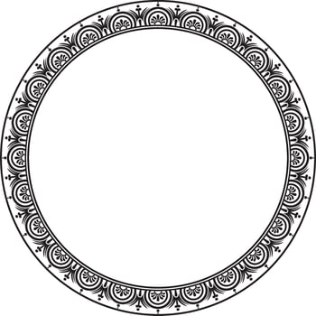round black monochrome border, frame, Pompeii ring. Circle Neopolitan ornament. Ancient Rome vector