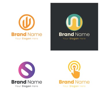 Illustrations of abstract logo designs for a new company brand identity showcasing creative visual elements vector