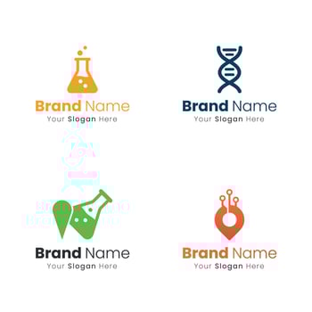 Exploring Innovative Logo Designs for a Modern Brand Identity Showcasing Scientific and Technological Themes vector