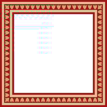 gold with red square Turkish national ornament. Ottoman border, frame. Ethnic floral rectangle, Seljuk Turks pattern. Decor Sultan's palaces. vector