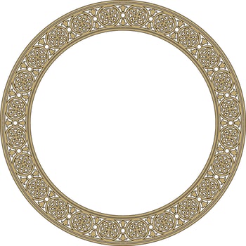 round European gold and black ornament. Endless pattern, circle, ring of the Middle Ages. Revival border. Decorations of palace and church vector