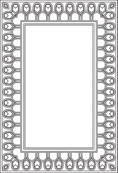 square Assyrian black outline ornament. Rectangle, border, frame of Mesopatamia. Pattern of the ancient East vector