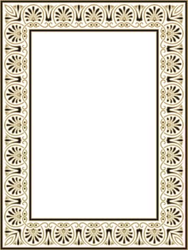gold and black classic Greek square ornament. Rectangle of Ancient Greece and Roman Empire. Byzantine painting of walls, floors and ceilings. Decor European palaces vector
