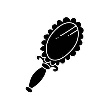 Vintage beauty hand held mirror black hand drawn icon vector