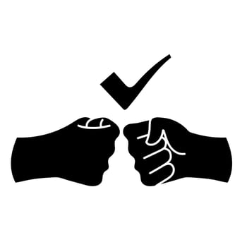 Fist hand shake black hand drawn icon vector