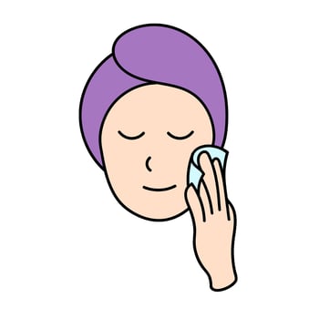 woman applying facial treatment product hand drawn color illustration vector