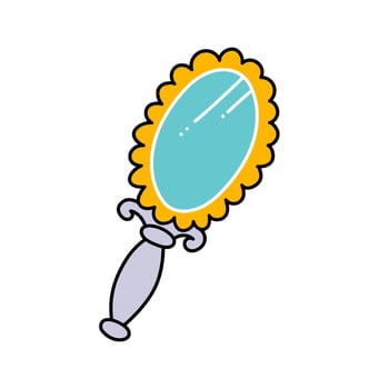 vintage beauty hand held mirror hand drawn color illustration vector