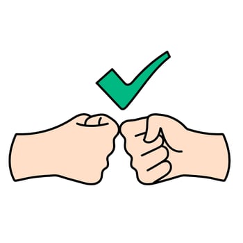 fist hand shake hand drawn color illustration vector