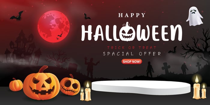 Halloween pumpkins and spooky decorations vector