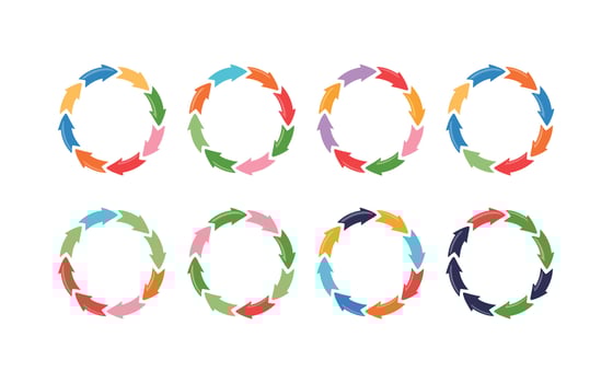 Colorful Arrow Circle s for Process Diagrams and Circular Flow Charts, Various Color Schemes vector