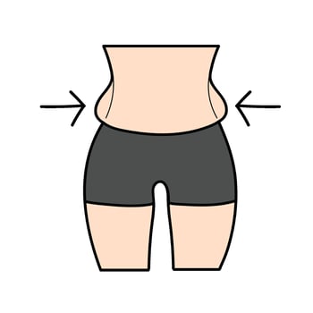 women beauty plastic surgery abdominal fat liposuction hand drawn color illustration vector