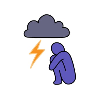 mental health depression hand drawn color illustration vector
