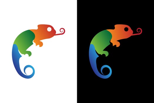 Colorful Chameleon Illustration on White vector