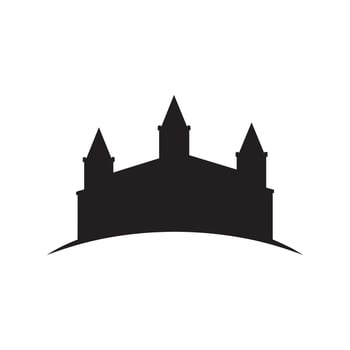 Black silhouette of a castle with multiple towers on a white background silhouette isolated on white background vector