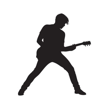 Musician playing electric guitar silhouette isolated on white background vector