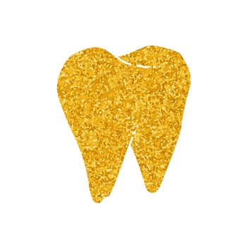 Tooth drawing in gold color style vector