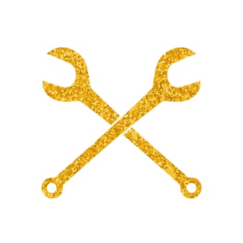 Woodworking table saw arbor wrenches drawing in gold color style vector