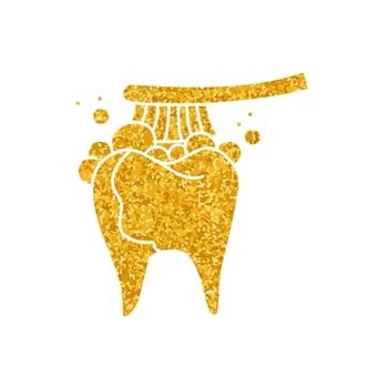 Tooth brush drawing in gold color style vector