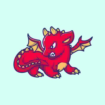 Cute Angry Baby Dragon Cartoon vector