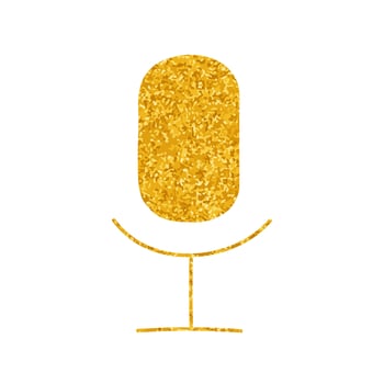 Microphone drawing in gold color style vector