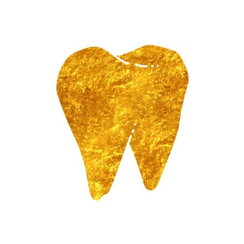 Tooth drawing in realistic gold color style vector