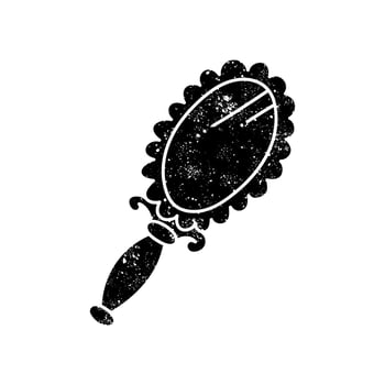 Vintage beauty hand held mirror black hand drawn icon in grunge look vector