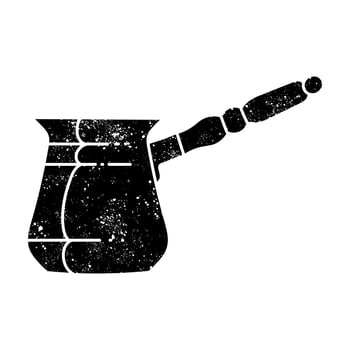 Turkish persian traditional coffee making cup black hand drawn icon in grunge look vector