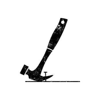 Hammer pulling nail black hand drawn icon in grunge look vector