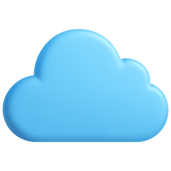 Blue 3D cloud icon in plasticky style isolated on transparent background for cloud storage and digital web interface png