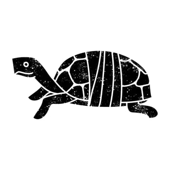 Injured tortoise shell carapace black hand drawn icon in grunge look vector