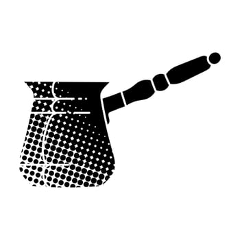 Turkish persian traditional coffee making cup black hand drawn icon in halftone texture style vector