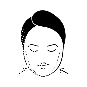 women beauty face plastic surgery cheeks augmentation black hand drawn icon in halftone texture vector