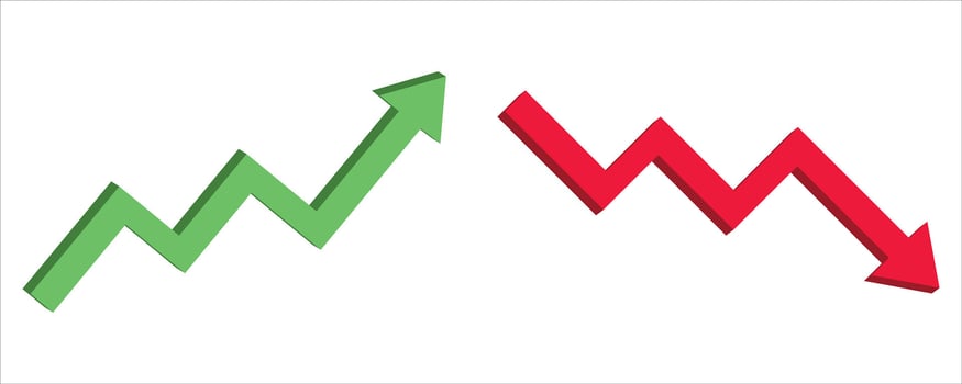 Up and Down zigzag Arrows . Business Growth and Decline Illustration vector