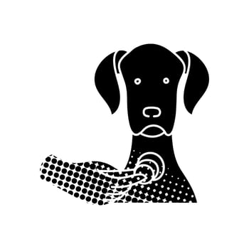 Dog medical exam Hand stethoscope black hand drawn icon in halftone texture style vector