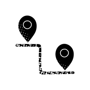 black hand drawn icon in halftone texture map pin route vector