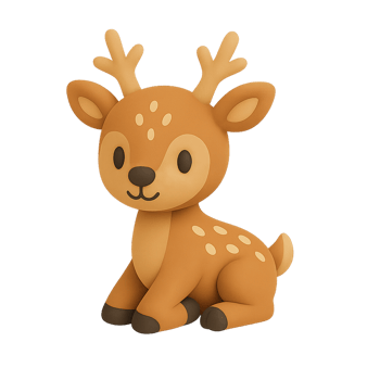 a cartoon deer sitting on the ground png