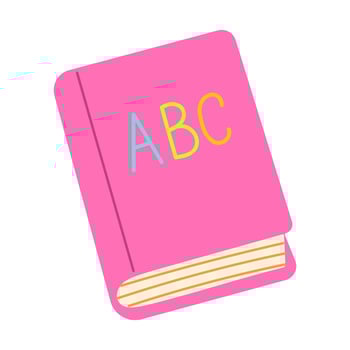 A pink book with the letters ABC on it. The book is colorful and has a playful design vector