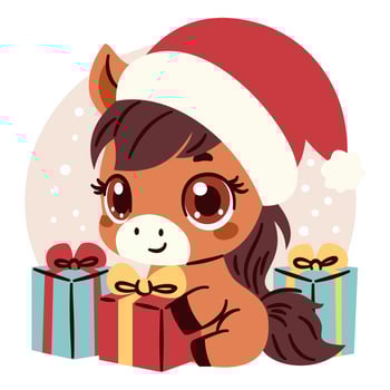 Christmas horse with gifts illustration vector