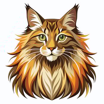 A cat with long hair and green eyes vector