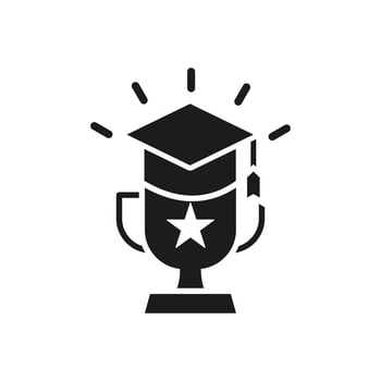 Education Award Icon with Graduation Cap and Trophy vector