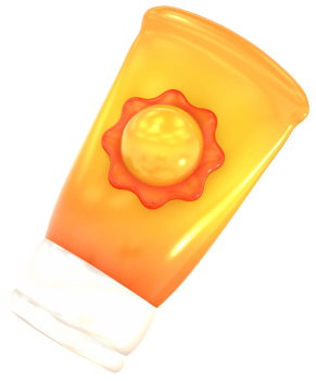 Sunscreen lotion 3D summer illustration with colorful png