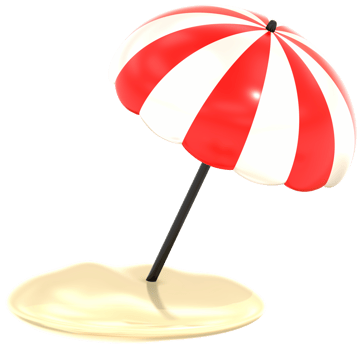 Beach umbrella 3D summer illustration with colorful png