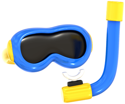 Snorkel mask 3D summer illustration with colorful png