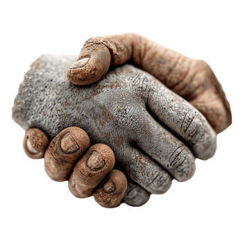 Dirty hands handshake concept agreement partnership success collaboration isolated on transparent background png