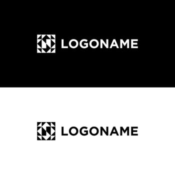 cool letter N with square logo concept vector