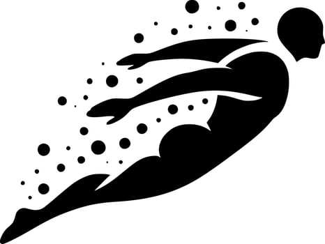 A black and white silhouette of a swimmer vector