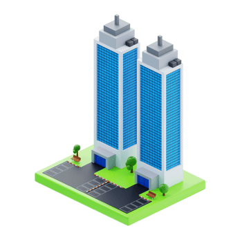 Isometric tall skyscraper towers view. 3d illustration of tall skyscraper towers png