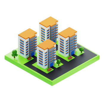 Isometric apartment buildings block. 3d illustration of apartment buildings png