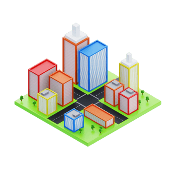 Isometric city with tall buildings. 3d illustration of city with tall buildings png