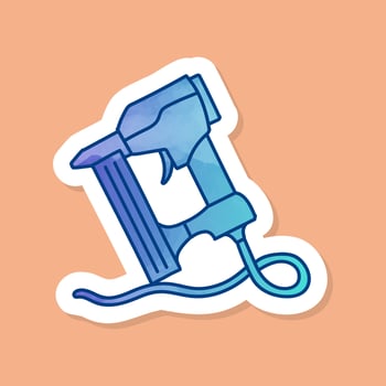 Air nailer nail gun tool color sticker vector